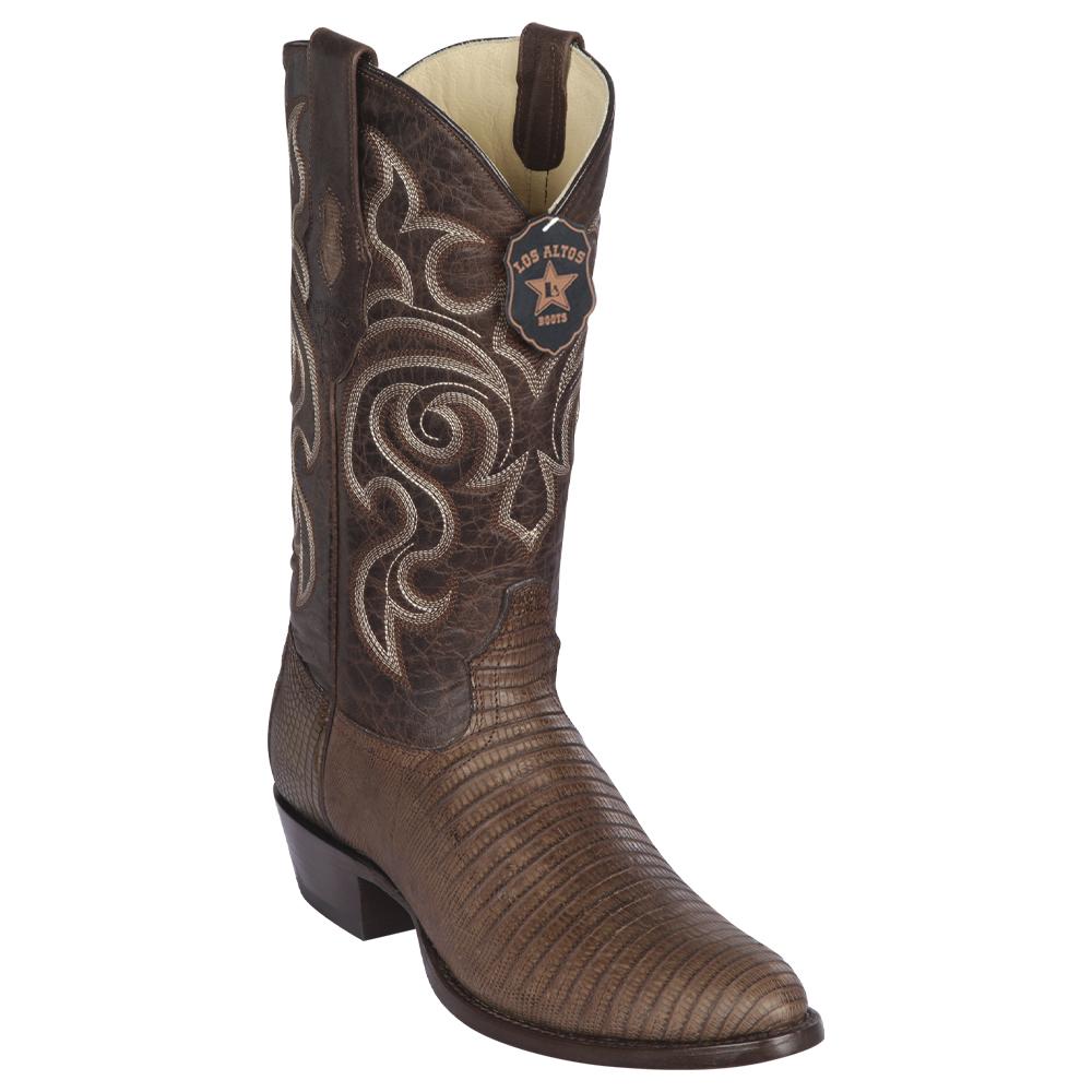 Los Altos Boots Mens #65G0707 Round Toe | Genuine Teju Lizard Boots Handcrafted | Color Brown