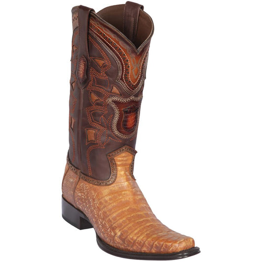 Los Altos Boots Mens #768230 European Square Toe | Genuine Caiman Belly Boots | Color Lisboa Cognac