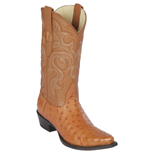 Los Altos Boots Mens #940351 Snip Toe | Genuine Full Quill Ostrich Boots | Color Honey