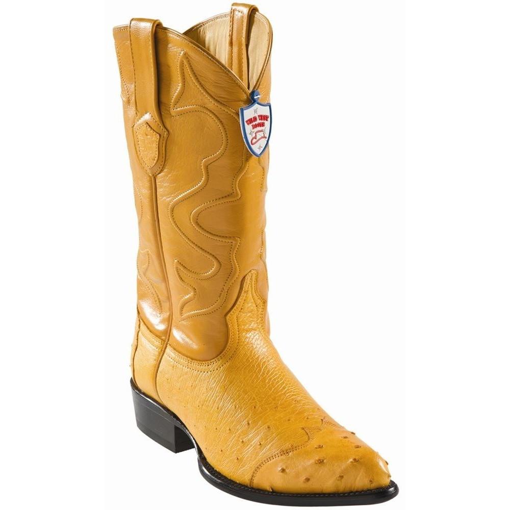 West Boots #2990402 Men's | Color Buttercup | Men's Wild West Ostrich Wingtip Cowboy Boots Handcrafted