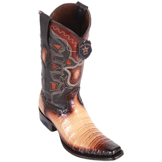 Los Altos Boots Mens #768215 European Square Toe | Genuine Caiman Belly Boots | Color Faded Oryx