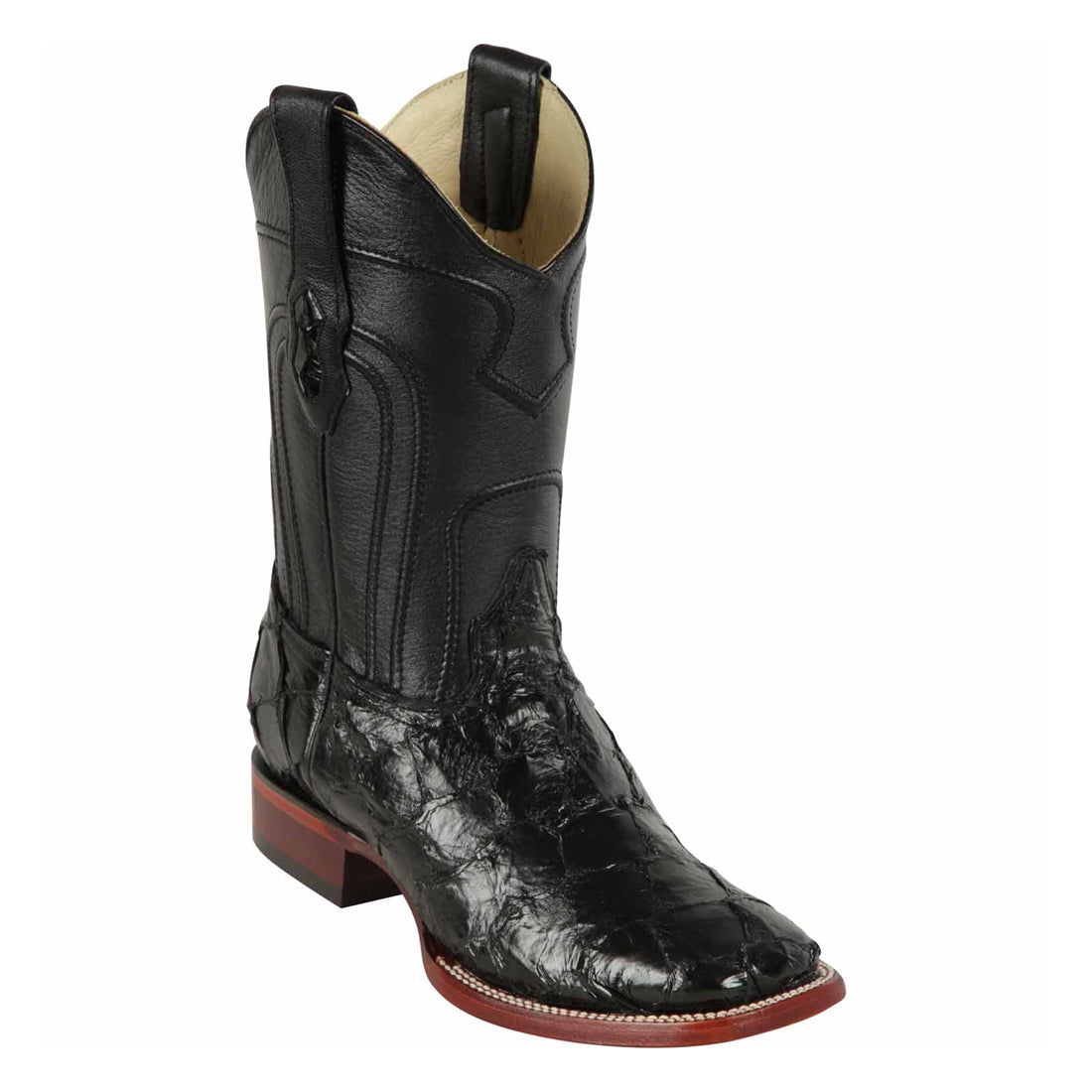 Men's King Exotic Monster Fish Skin Wide Square Toe Boot 4822R1005