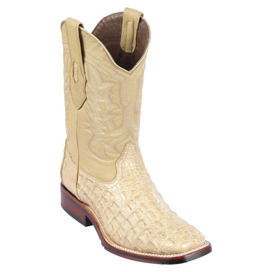 Los Altos Boots Mens #826A1811 Wide Square Toe | Genuine Caiman Flank Leather Boots | Color Oryx