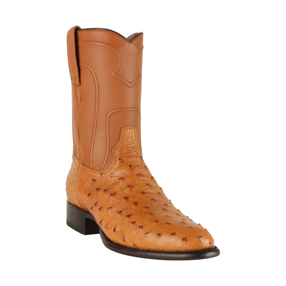 Los Altos Boots Mens #690351 Roper Style | Ostrich Boots Handcrafted | Color Honey