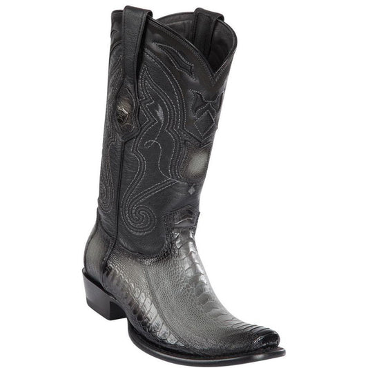 Wild West Boots #2790538 Men's | Color Faded Gray | Men's Wild West Wide Square Toe Ostrich Leg Boots Handcrafted