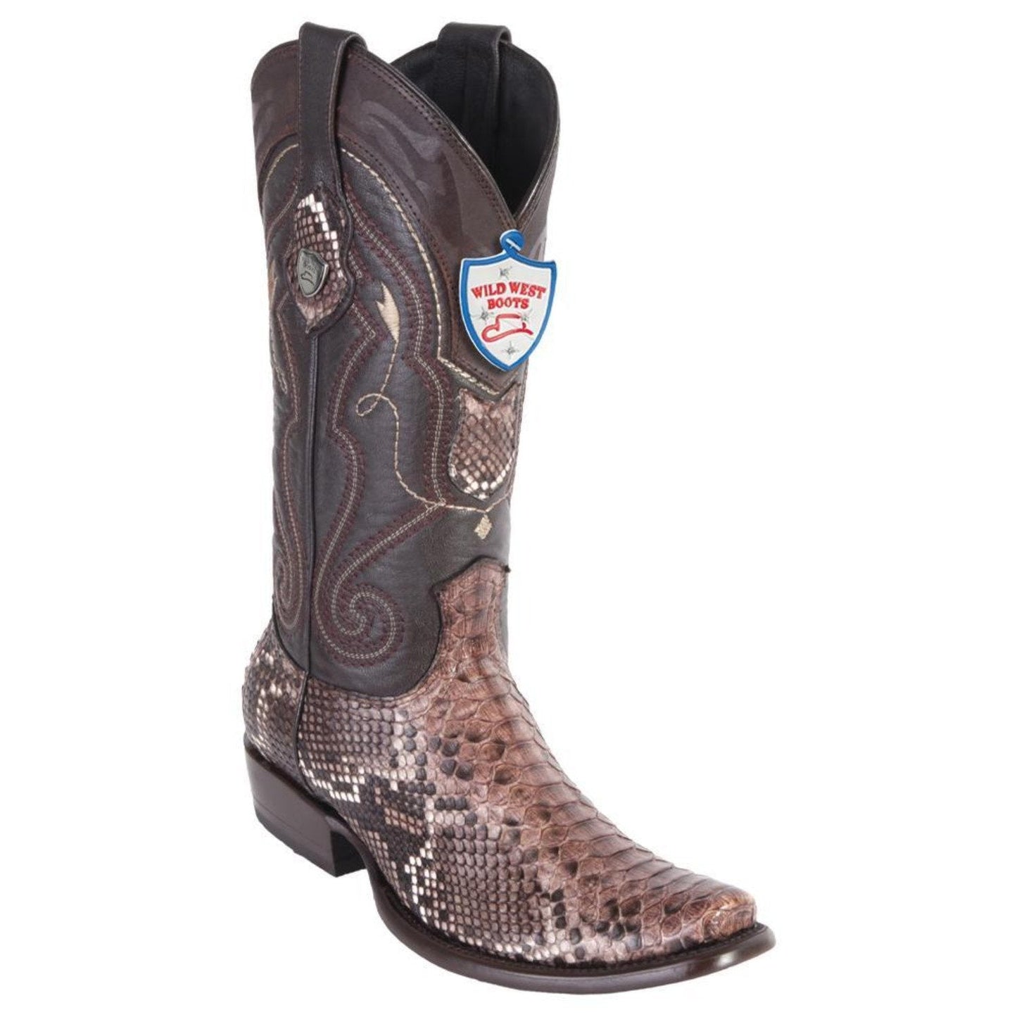 Wild West Boots #2795785 Men's | Color Rustric Brown | Men's Wild West Square Toe Python Boots Handcrafted Genuine Snakeskin