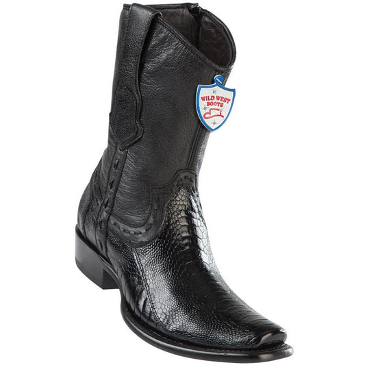 Wild West Boots #279B0505 Men's | Color Black | Men’s Wild West Ostrich Leg Boots Dubai Toe Handcrafted