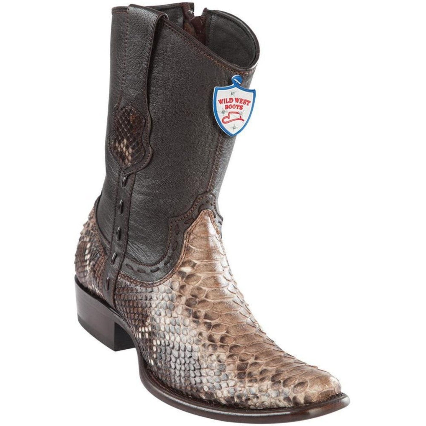 Wild West Boots #279B5785 Men's | Color Rustic Brown | Men’s Wild West Python Boots Dubai Toe Handcrafted