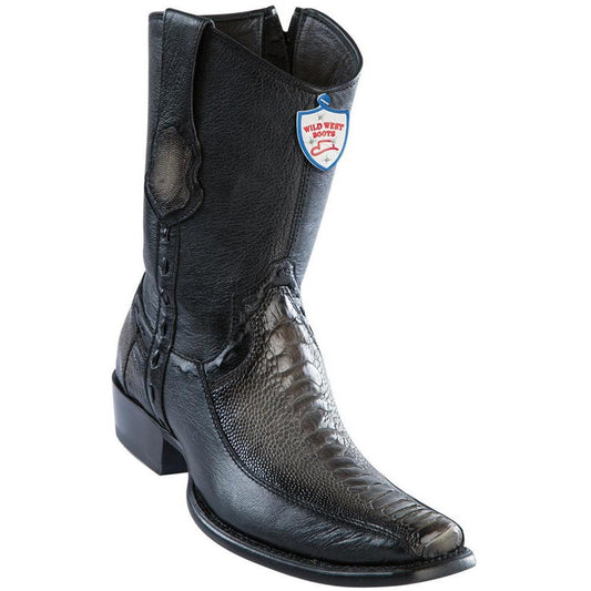 Wild West Boots #279BF0538 Men's | Color Faded Gray | Men’s Wild West Ostrich Leg With Deer Boots Dubai Toe Handcrafted