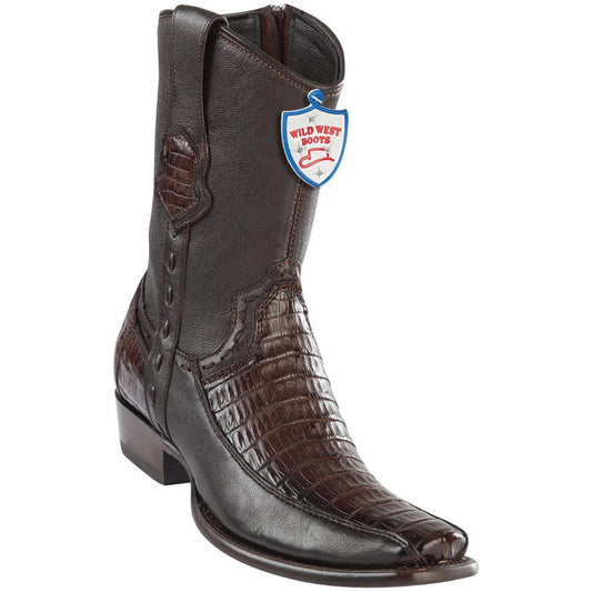 Wild West Boots #279BF8216 Men's | Color Faded Brown | Men’s Wild West Caiman Belly With Deer Boots Dubai Toe Handcrafted