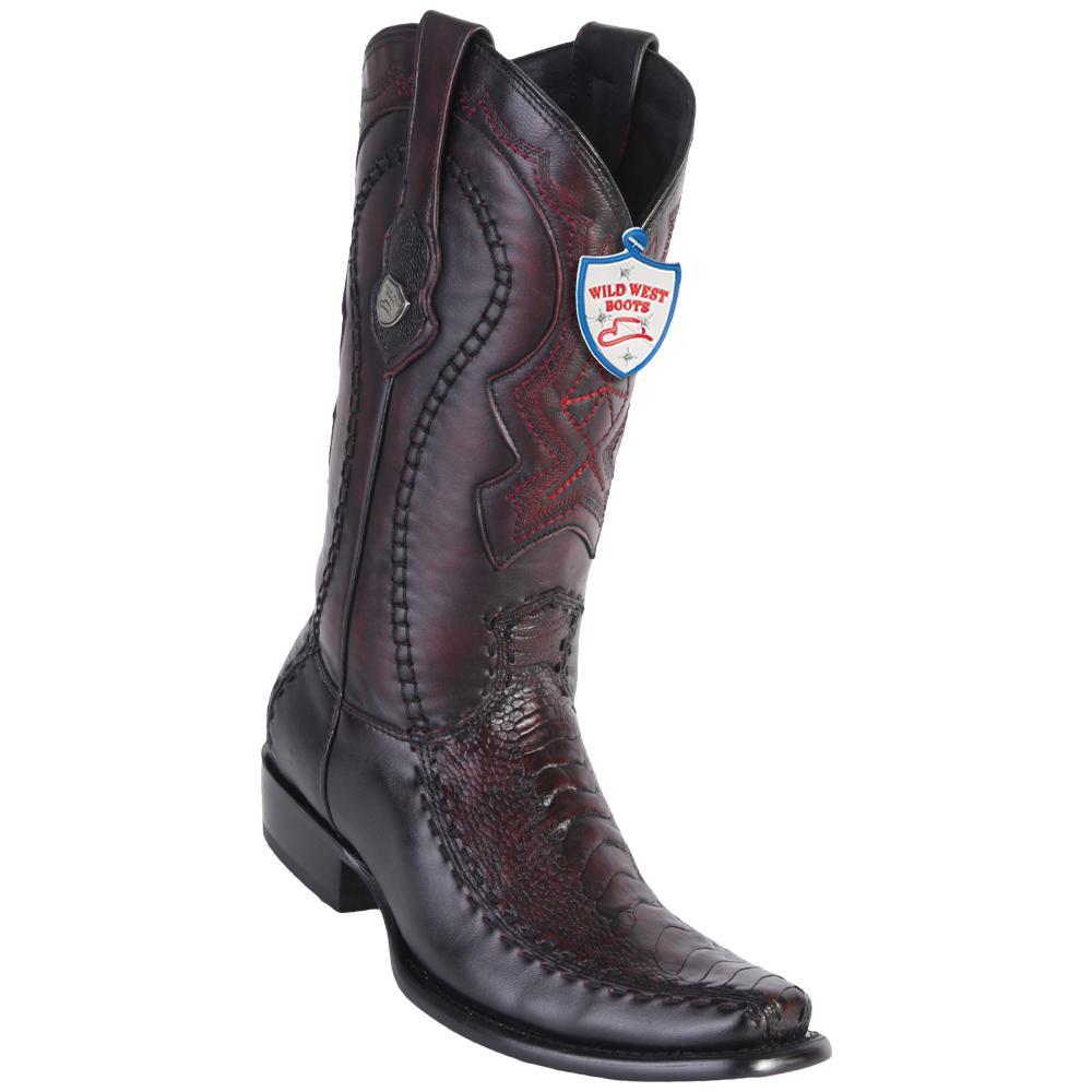 Wild West Boots #279F0518 Men's | Color Black Cherry  | Men's Wild West Ostrich Leg Boots Dubai Toe Handcrafted