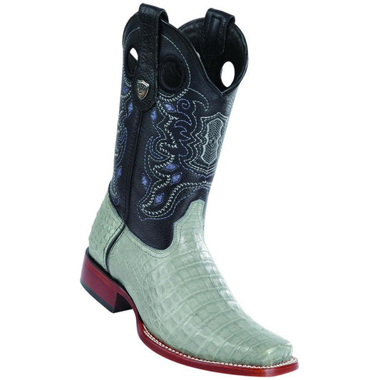 Wild West Boots #28188209 Men's | Color Gray | Men's Wild West Wide Square Toe Caiman Belly Boots Handcrafted