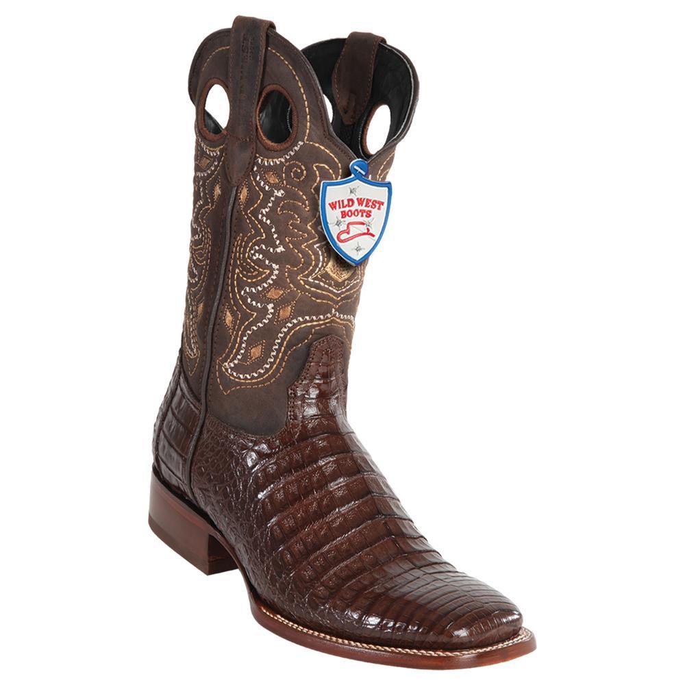 Wild West Boots #28248207 Men's | Color Brown | Men's Wild West Wide Square Toe Caiman Belly Boots Handcrafted