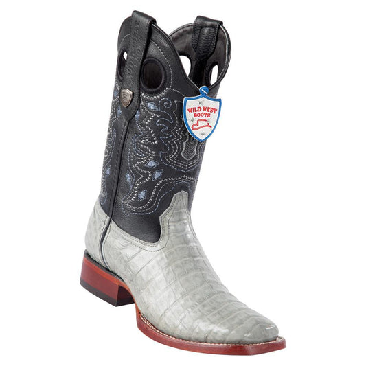 Wild West Boots #28248209 Men's | Color Gray | Men's Wild West Square Toe Caiman Belly Boots Handcrafted