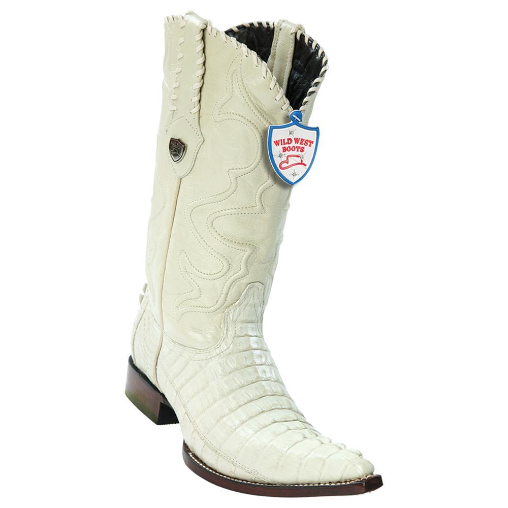 Wild West Boots #2950104 Men's | Color Winterwhite | Men's Wild West Caiman Tail 3x Toe Boots Handcrafted