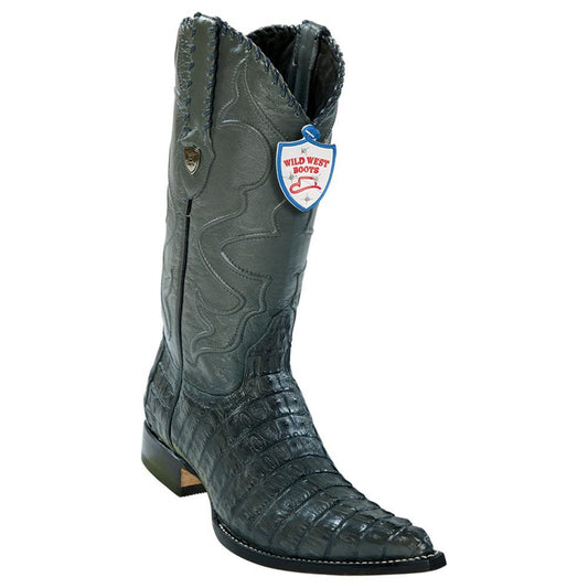 Wild West Boots #2950109 Men's | Color Gray  | Men's Wild West Caiman Tail 3x Toe Boots Handcrafted