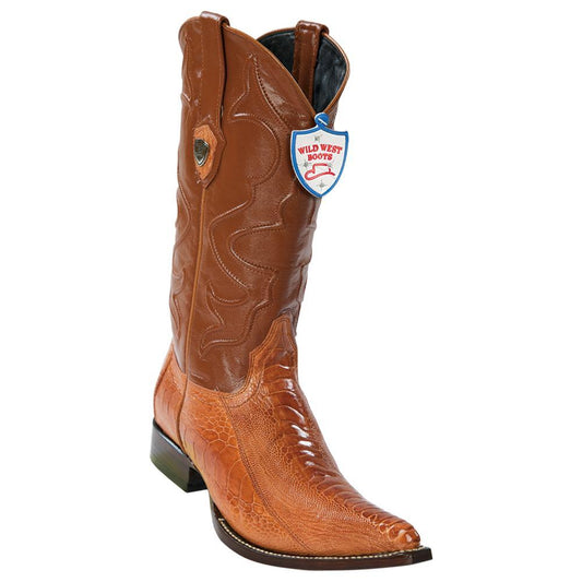 Wild West Boots #2950503 Men's | Color Cognac | Men's Wild West Ostrich Leg 3x Toe Boots Handcrafted