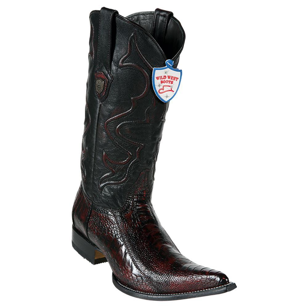 Wild West Boots #2950518 Men's | Color Black Cherry | Men's Wild West Ostrich Leg 3x Toe Boots Handcrafted