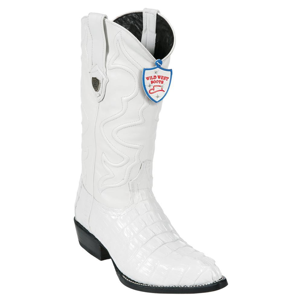 Wild West Boots #2990128 Men's | Color White | Men's Wild West Caiman Tail J Toe Boots Handcrafted