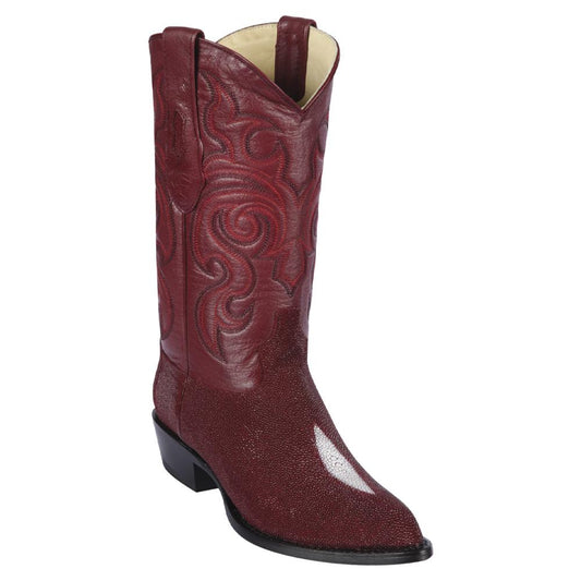 Los Altos Boots Mens #991206 J Toe | Genuine Single Stone Stingray Boots | Color Burgundy