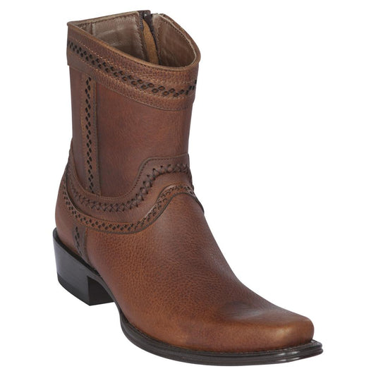 Los Altos Boots Mens #76B9940 Low Shaft European Square Toe | Genuine Rage Leather Boots | Color Walnut