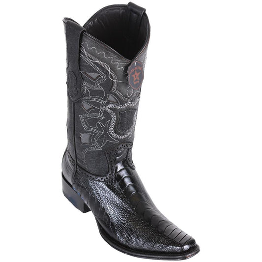 Los Altos Boots Mens #760505 European Square Toe | Genuine Ostrich Leg Boots | Color Black