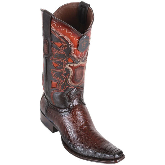 Los Altos Boots Mens #760516 European Square Toe | Genuine Ostrich Leg Boots | Color Faded Brown