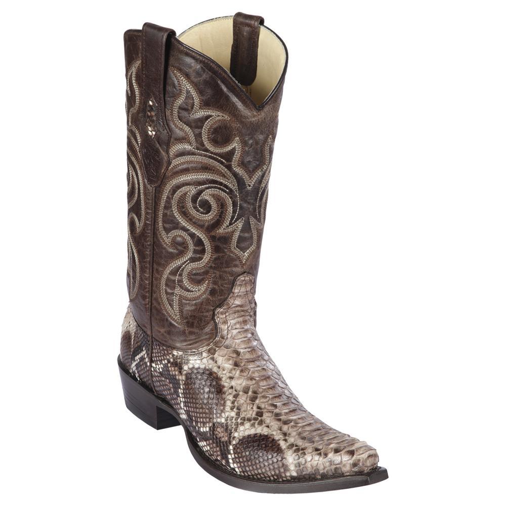 Los Altos Boots Mens #945785 Snip Toe | Genuine Python Snakeskin Boots | Color Rustic Brown