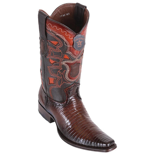 Los Altos Boots Mens #760716 European Square Toe | Genuine Teju Lizard Leather Boots | Color Brown