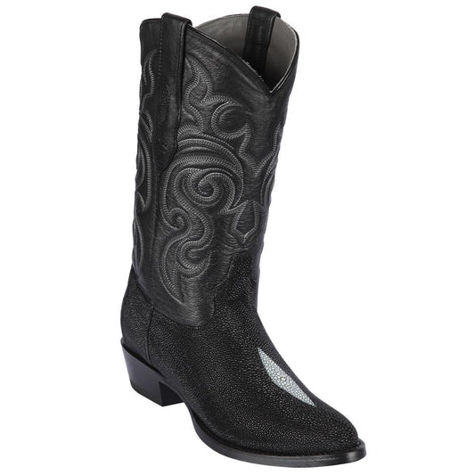 Los Altos Boots Mens #651205 Round Toe | Genuine Stingray Boots Full Single Stone Handmade | Color Black