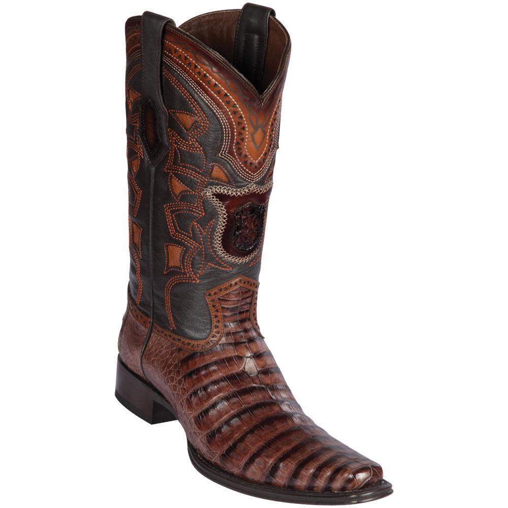 Los Altos Boots Mens #768266 European Square Toe | Genuine Caiman Belly Boots | Color Porto Brown