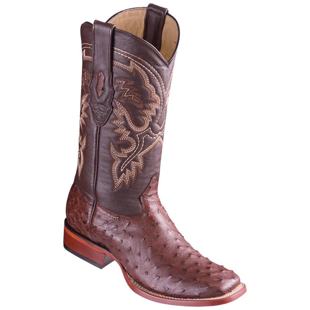 Los Altos Boots Mens #8220359 Wide Square Toe | Genuine Ostrich Leather Boots | Color Tobacco