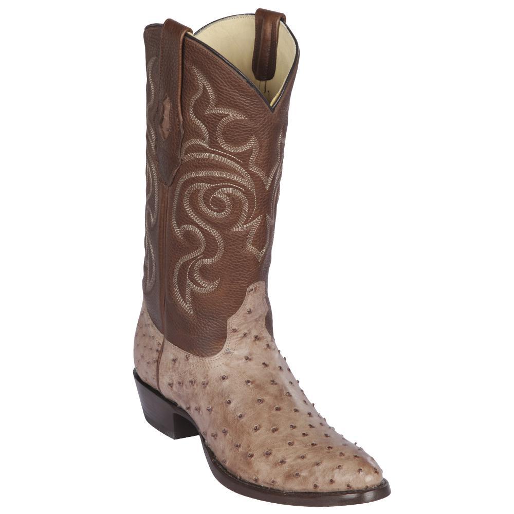 Los Altos Boots Mens #650372 Round Toe | Genuine Full Quill Ostrich  Boots Handmade | Color Moka