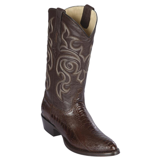 Los Altos Boots Mens #650507 Round Toe | Genuine Ostrich Leg Boots Handmade | Color Brown