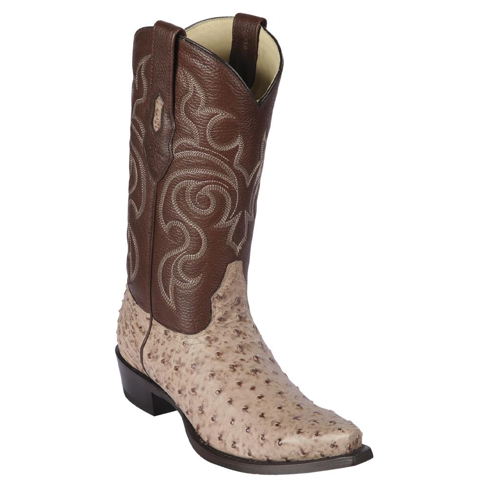 Los Altos Boots Mens #940372 Snip Toe | Genuine Full Quill Ostrich Boots | Color Moka