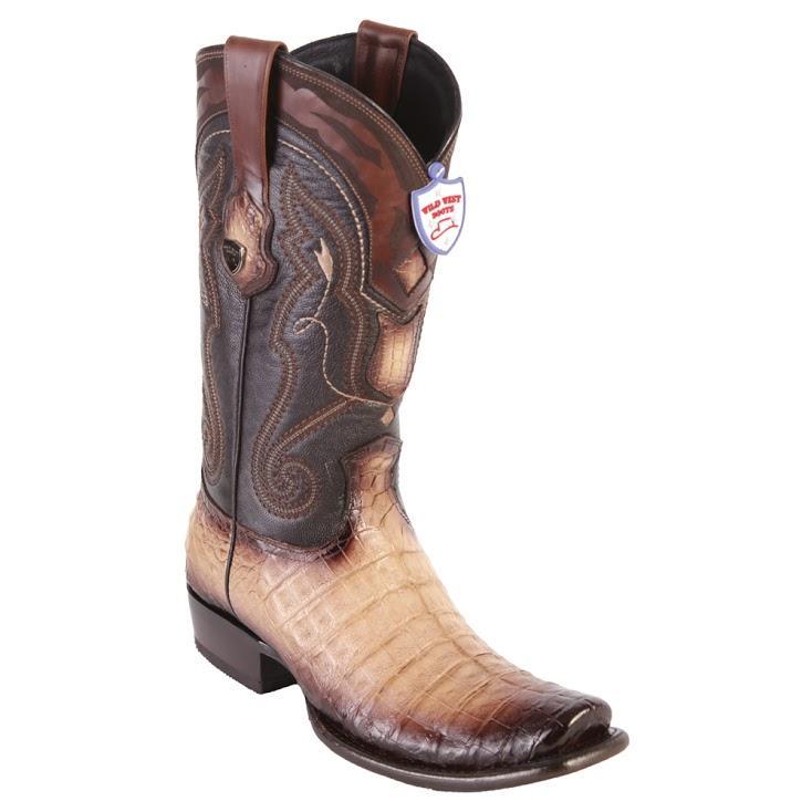 Wild West Boots #2798215 Men's | Color Faded Oryx | Men's Wild West Caiman Belly Boots Dubai Toe Handcrafted