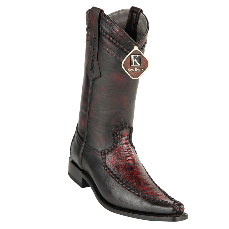 Men's King Exotic Boots Ostrich Leg European Toe Black Cherry (477bd0518)