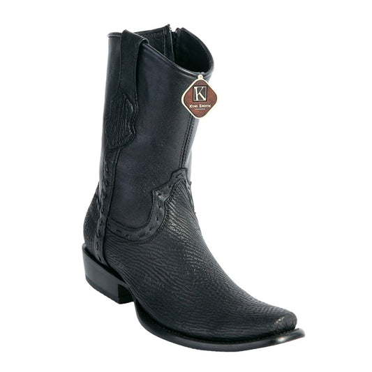 Men's King Exotic Sharkskin Boots With Inside Zipper Dubai Toe Handcrafted Black (479B0905)