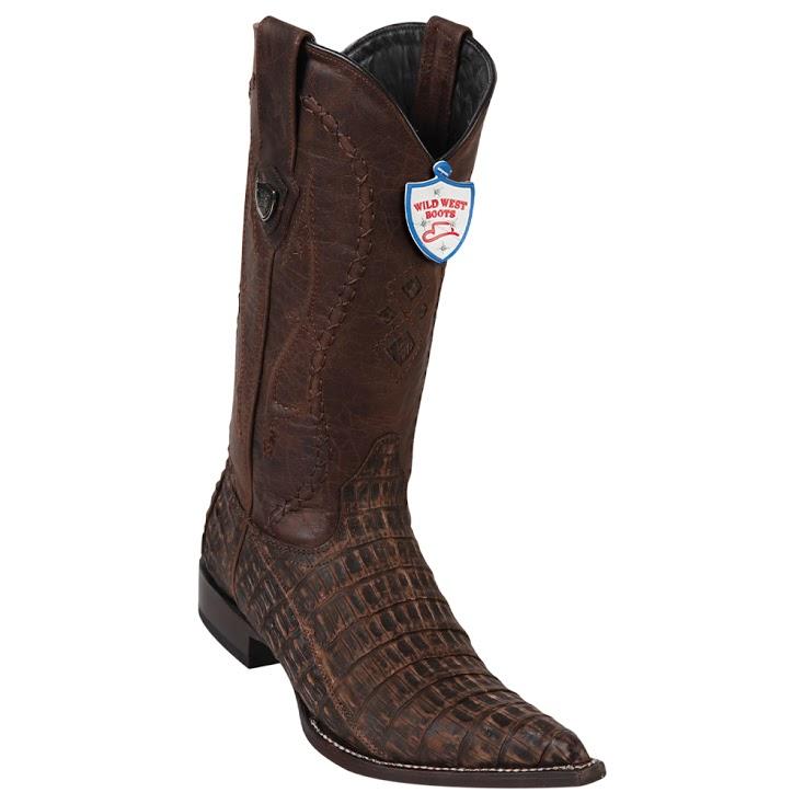 Wild West Boots #2958235 Men's | Color Sanded Brown | Men's Wild West Caiman Belly 3x Toe Boots Handcrafted