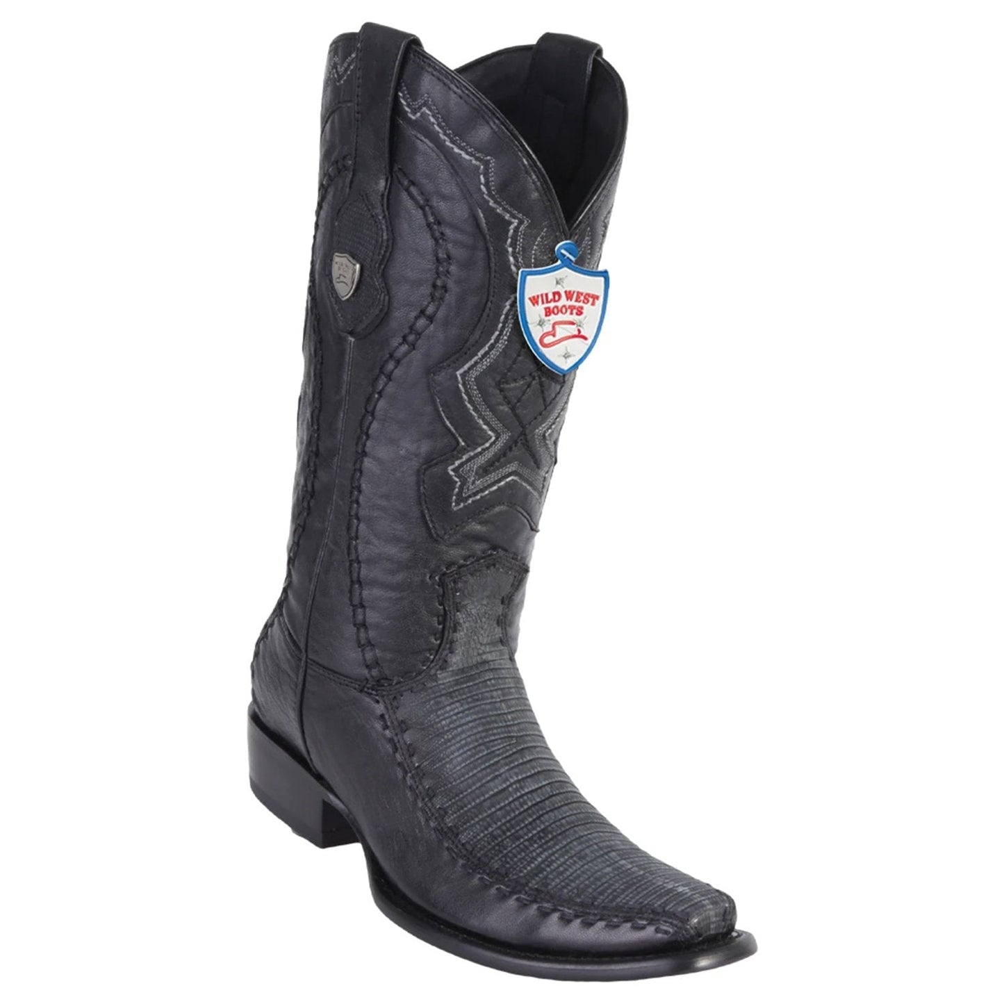 Wild West Boots #279F0774 Men's | Color Sanded Black | Men's Wild West Lizard Boots Dubai Toe Handcrafted